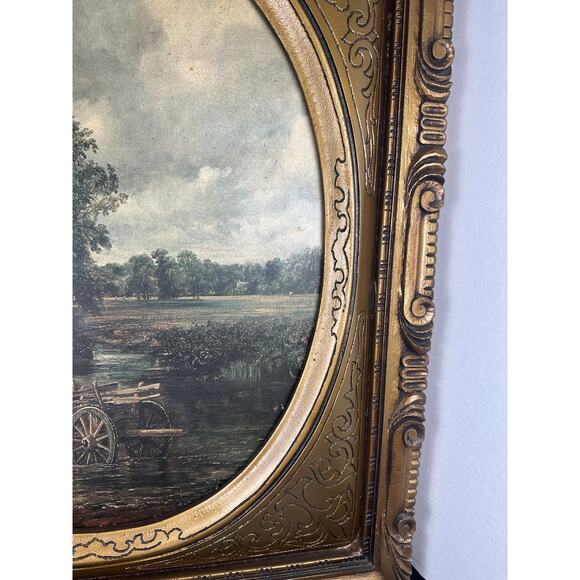 Magnificent Harvest Scene Original Landscape Scene Oil/Board By Hubert Framed! - Picture 4 of 13